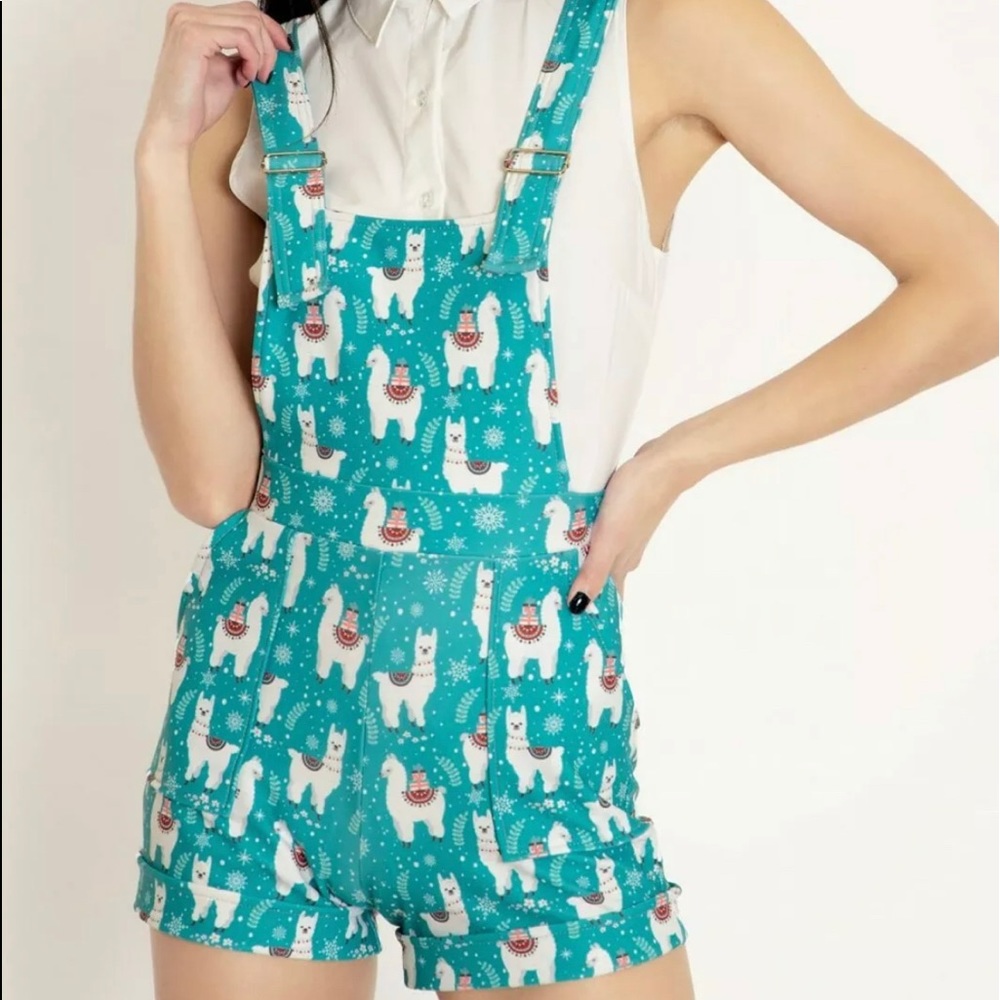 Blackmilk Christmas Llama Overalls XL
